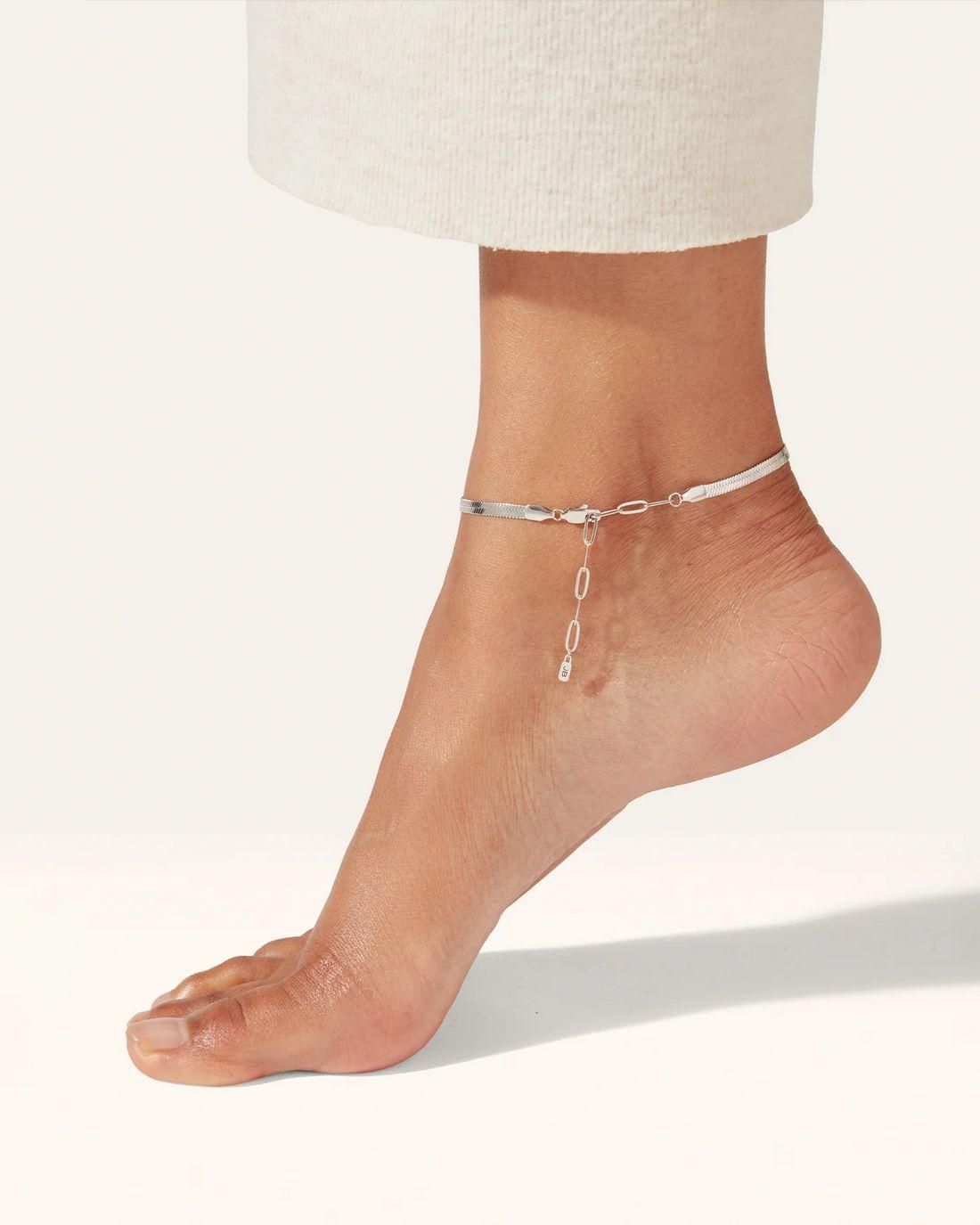 Anti Tarnish Silver Anklet with Snake Design – Gift for Her