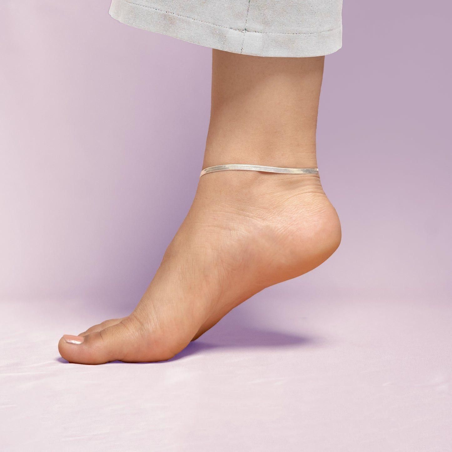 Anti Tarnish Sterling Silver Lucky Snake Anklet for Women
