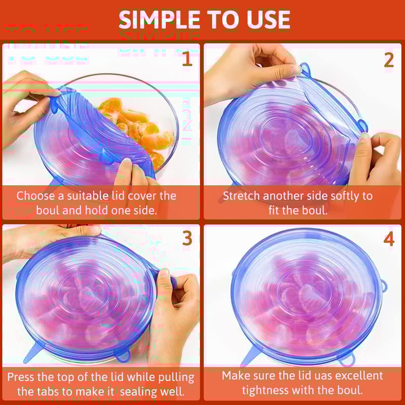 Silicone Lids Stretchable Cover ( Pack of 6 )