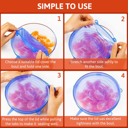 Silicone Lids Stretchable Cover ( Pack of 6 )