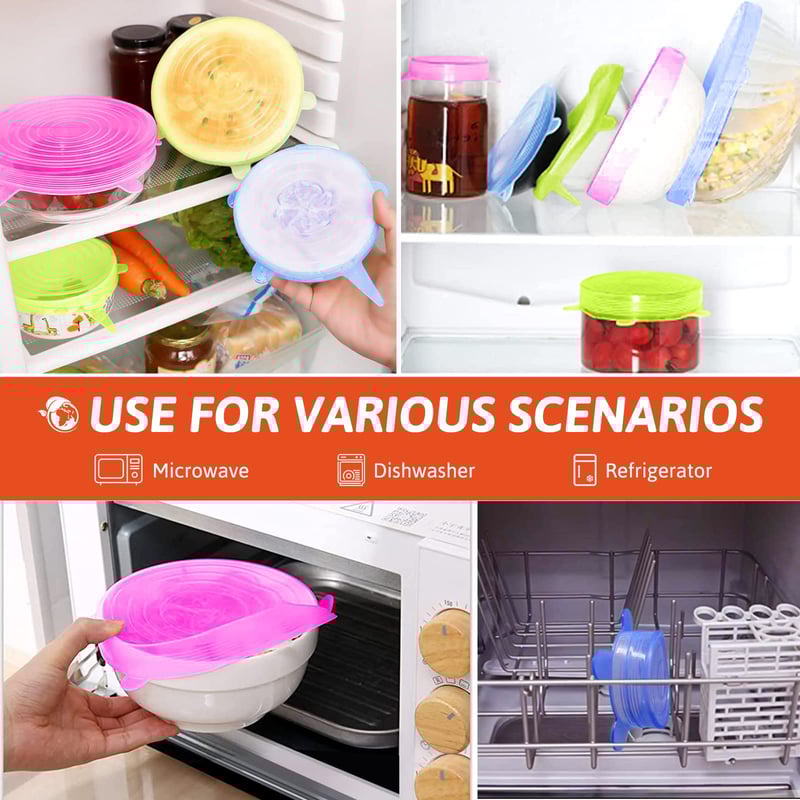 Silicone Lids Stretchable Cover ( Pack of 6 )