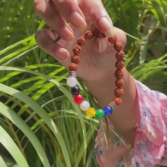 7 Chakra Rudraksha Bracelet with Amethyst for Third Eye – Vibelo